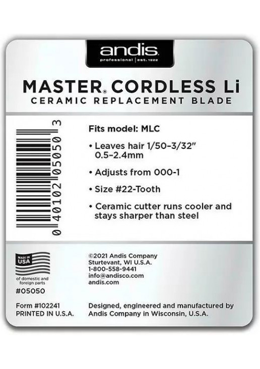 Керамічний ніж на машинку для стрижки Andis Master Cordless MLC size 000-1 - фото 2