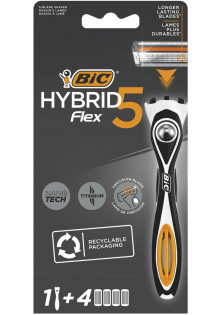 Станок для гоління чоловічий Flex 5 Hibrid з 4 картриджами за ціною 545₴  у категорії Французька косметика Бренд Bic