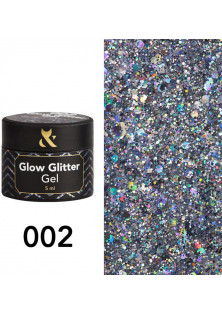 Глітер для дизайну F.O.X Glow Glitter Gel №002, 5 ml за ціною 135₴  у категорії Глітери та блискітки для нігтів Країна виробництва Україна
