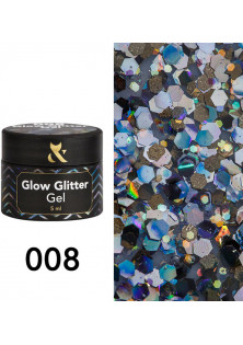 Глітер для дизайну F.O.X Glow Glitter Gel №008, 5 ml за ціною 135₴  у категорії Українська косметика Тип Гліттер
