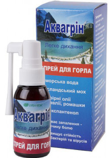 Аквагрін спрей для горла Легке дихання за ціною 122₴  у категорії Українська косметика Призначення Лікування