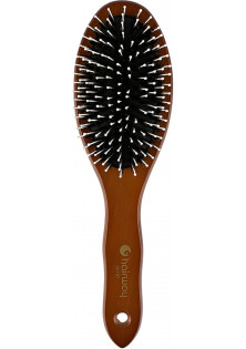Щітка масажна кругла, подушка чорна, щетина + пластикові штифти Wooden Hair Brush