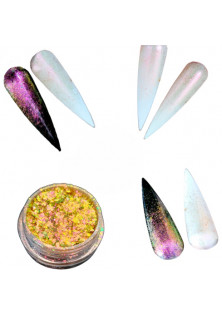 Пластівці юки для нігтів рожево-зеленувато-золотисті за ціною 80₴  у категорії Глітери та блискітки для нігтів Бренд Nailapex
