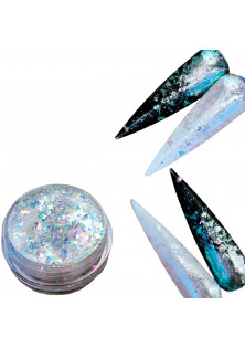 Хлопья юки для ногтей голограммные розово-мятное стекло по цене 80₴  в категории Глитеры и блестки для ногтей Одесса