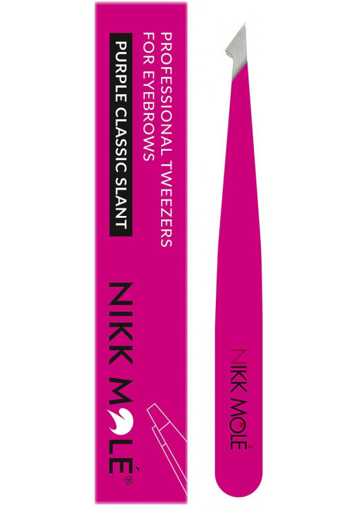 Пінцет для брів скосий Beveled Eyebrow Tweezers Purplish Pink - фото 1