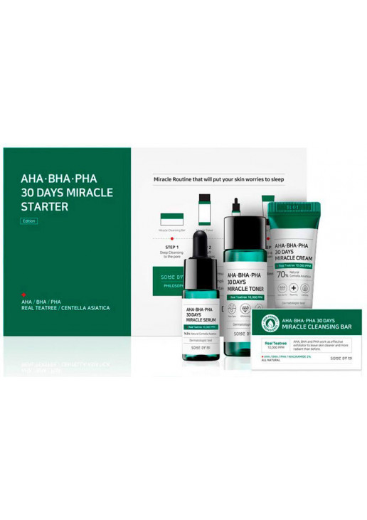 Набір міні-версій для лікування шкіри від прищів з кислотами AHA BHA PHA 30 Days Miracle Starter Mini Kit - фото 1