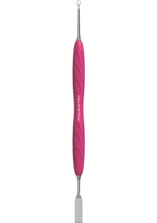 Манікюрна лопатка Gummy з силіконовою ручкою (пушер плоский прямий + кільце) за ціною 205₴  у категорії Перукарські ножиці Art Neon G 110 30560G 6