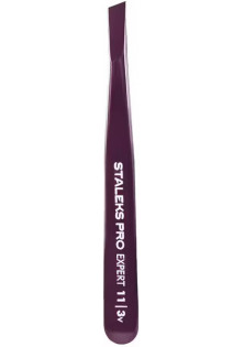 Купити Staleks PRO Пінцет для брів скошений широкий фіолетовий TE-11-3v вигідна ціна