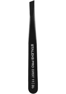 Купити Staleks PRO Пінцет для брів скошений широкий чорний TE-11-3b вигідна ціна