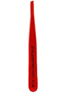 Купити Staleks PRO Пінцет для брів скошений вузький червоний TE-11-4r вигідна ціна