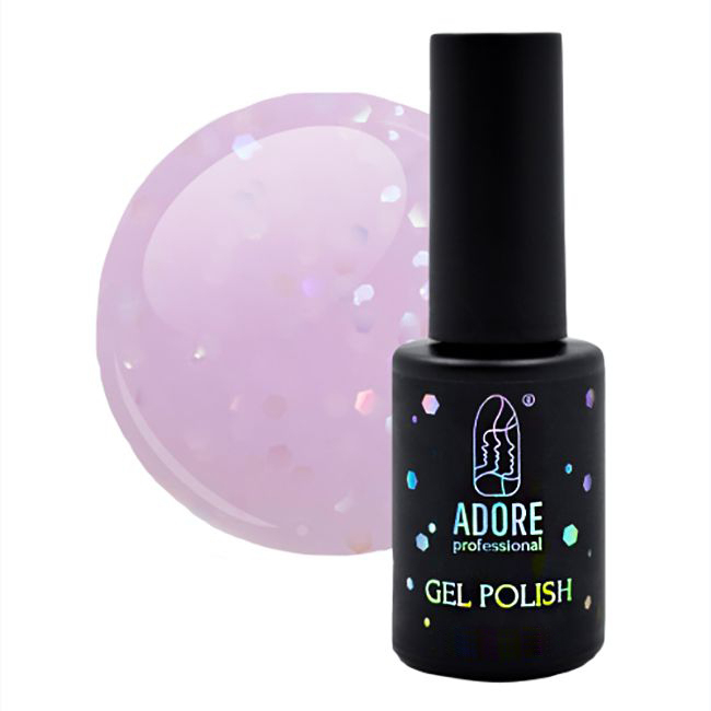 Гель-лак для нігтів молочний бузковий з райдужним глітером Adore Professional G-06 - Britney, 8 ml
