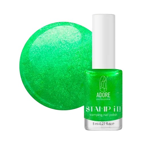 Лак для стемпінгу перламутровий м'ятний Adore Professional №14 - Mint, 8 ml