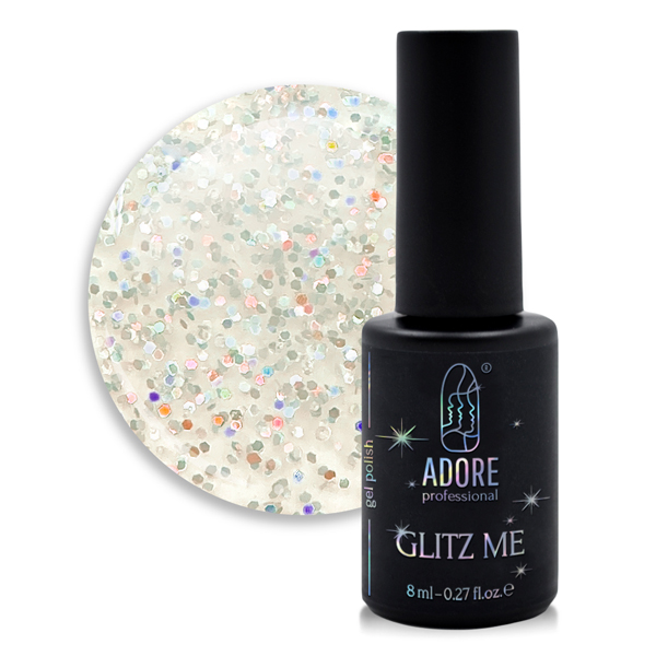 Гель-лак з голографічними блискітками Adore Professional Glitz Me Gel Polish №02, 8 ml