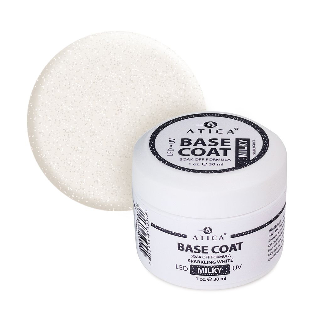 Камуфлююча база з шимером Base Gel Milky Sparkling White Soak Off, 30 ml