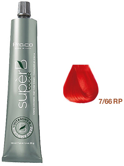 Безаміачна фарба для волосся Super B Hair Color Cream 7/66RP