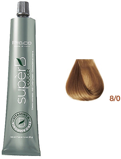 Безаміачна фарба для волосся Super B Hair Color Cream 8/0