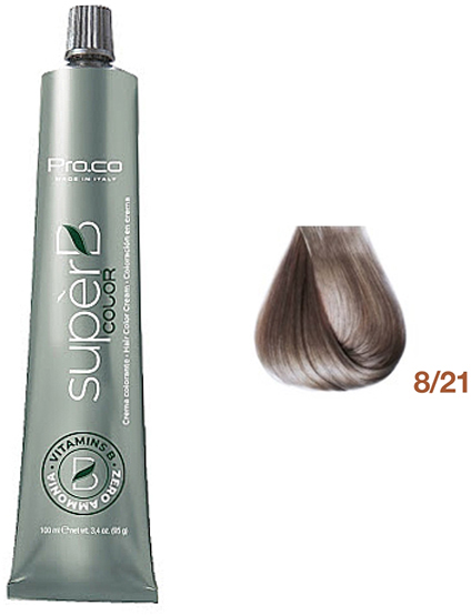 Безаміачна фарба для волосся Super B Hair Color Cream 8/21