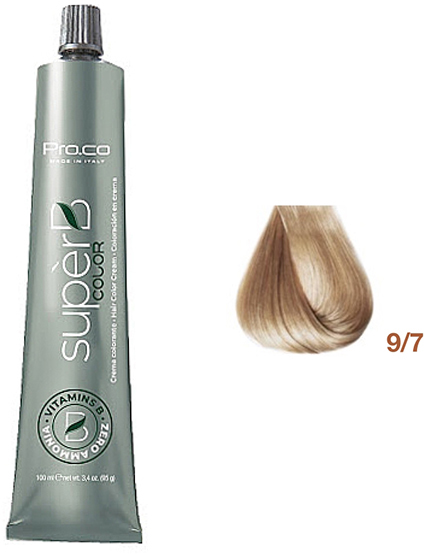 Безаміачна фарба для волосся Super B Hair Color Cream 9/7