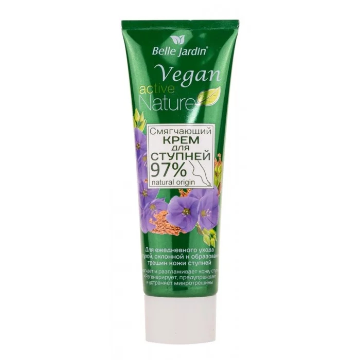 Пом’якшуючий крем для ступнів Насіння льону та Д-пантенол, Vegan Active Nature Belle Jardin