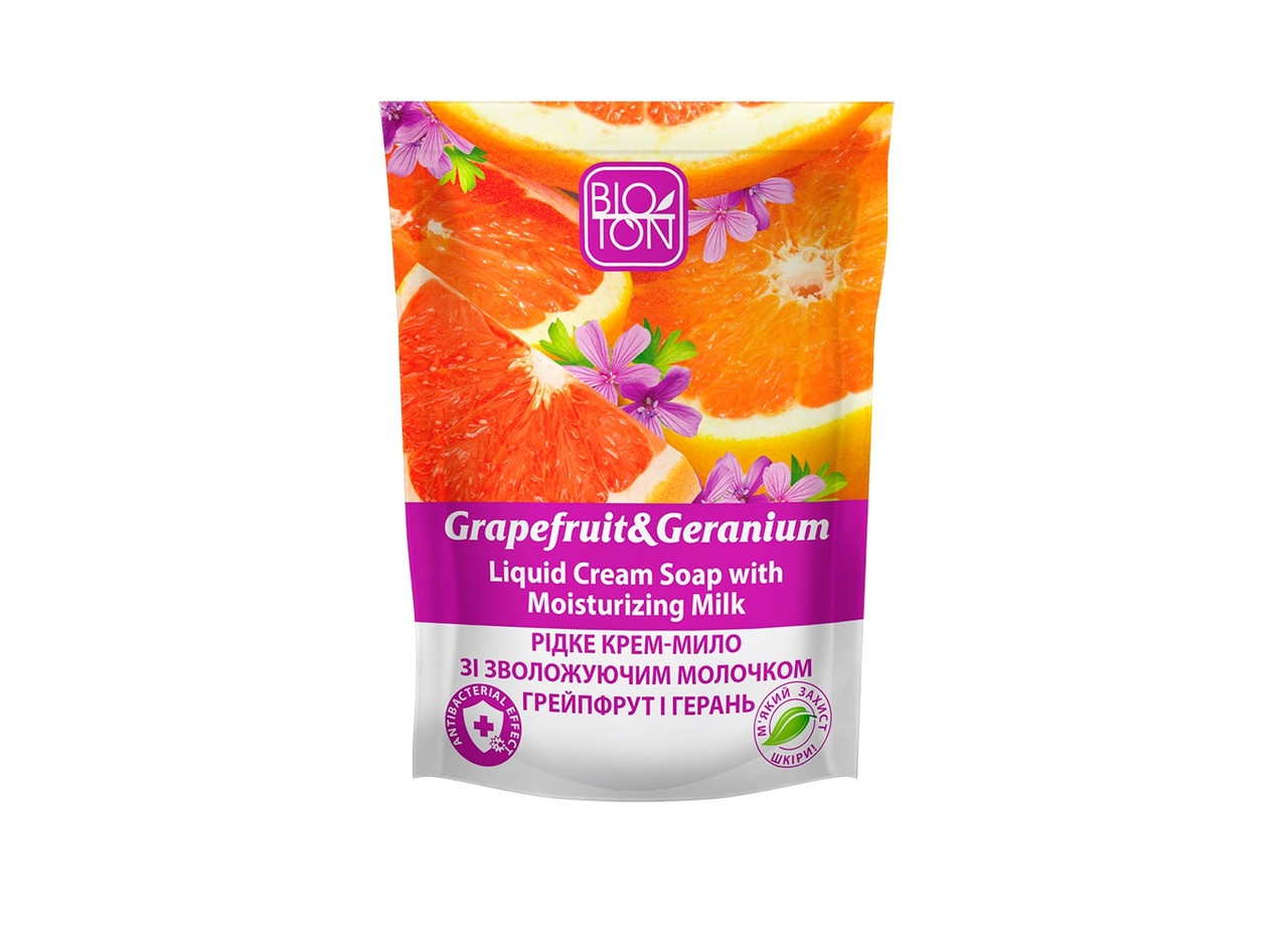 Рідке крем-мило з зволожуючим молочком Грейпфрут і герань Grapefruit & Geranium Liqid Cream Soap With Moisturizing Milk