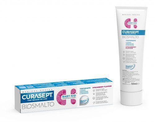 Зубна паста  50мл CURASEPT BIOSMALTO CARIES ABRASION AND EROSION, 6 міс.-6 років, полуниця