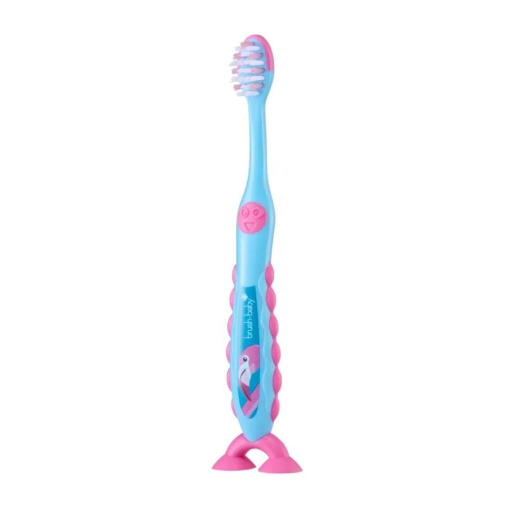 Дитяча зубна щітка Brush Baby FlossBrush 3-6 років Фламінго, Зубна щітка Браш Бейбі ФлосБраш від 3 до 6 років