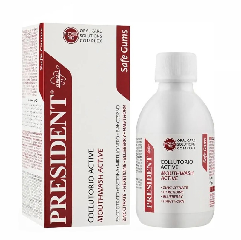Ополіскувач для порожнини рота President Active, ополіскувач від кровоточивості ясен 200 мл