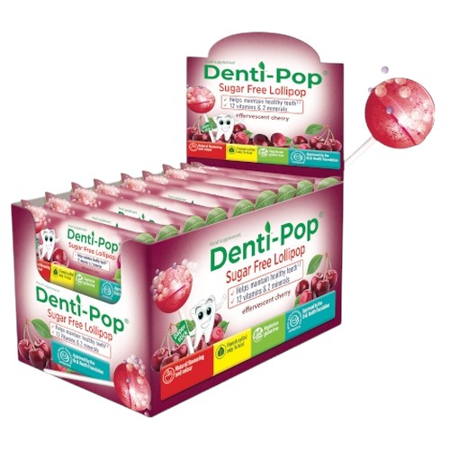 Льодяники Denti Pop зі смаком вишня з вітамінами і ксилітом без цукру 40 шт