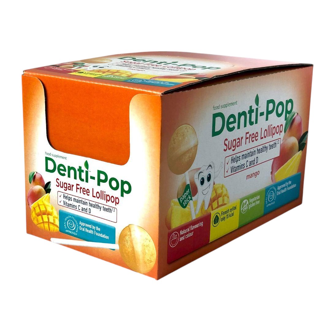 Льодяники Denti Pop зі смаком манго з вітамінами і ксилітом без цукру 40 шт