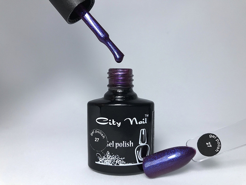 Фіолетовий гель лак CityNail 27 - Гель Фіолетовий Лак з Блискітками 10