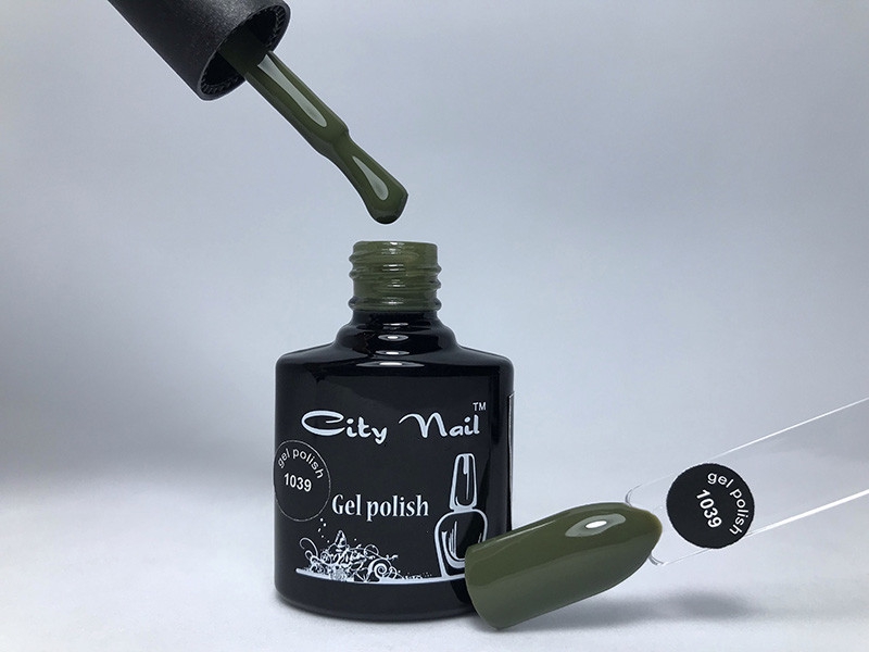 Гель-лак CityNail 1039 темно-зелений - Гель-лак оливковий хакі - Гель-лак Зелений - Гель-лаки City Nail 10