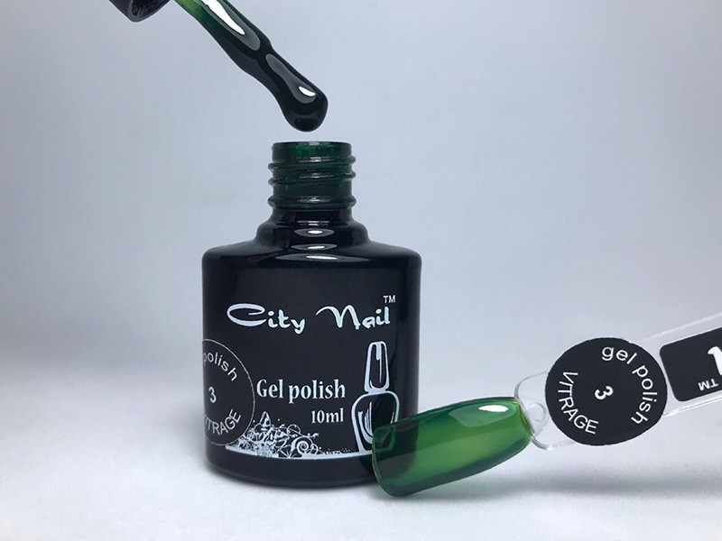 Гель-лак Зелений вітражний торгової марки City Nail № 3, 10 мл