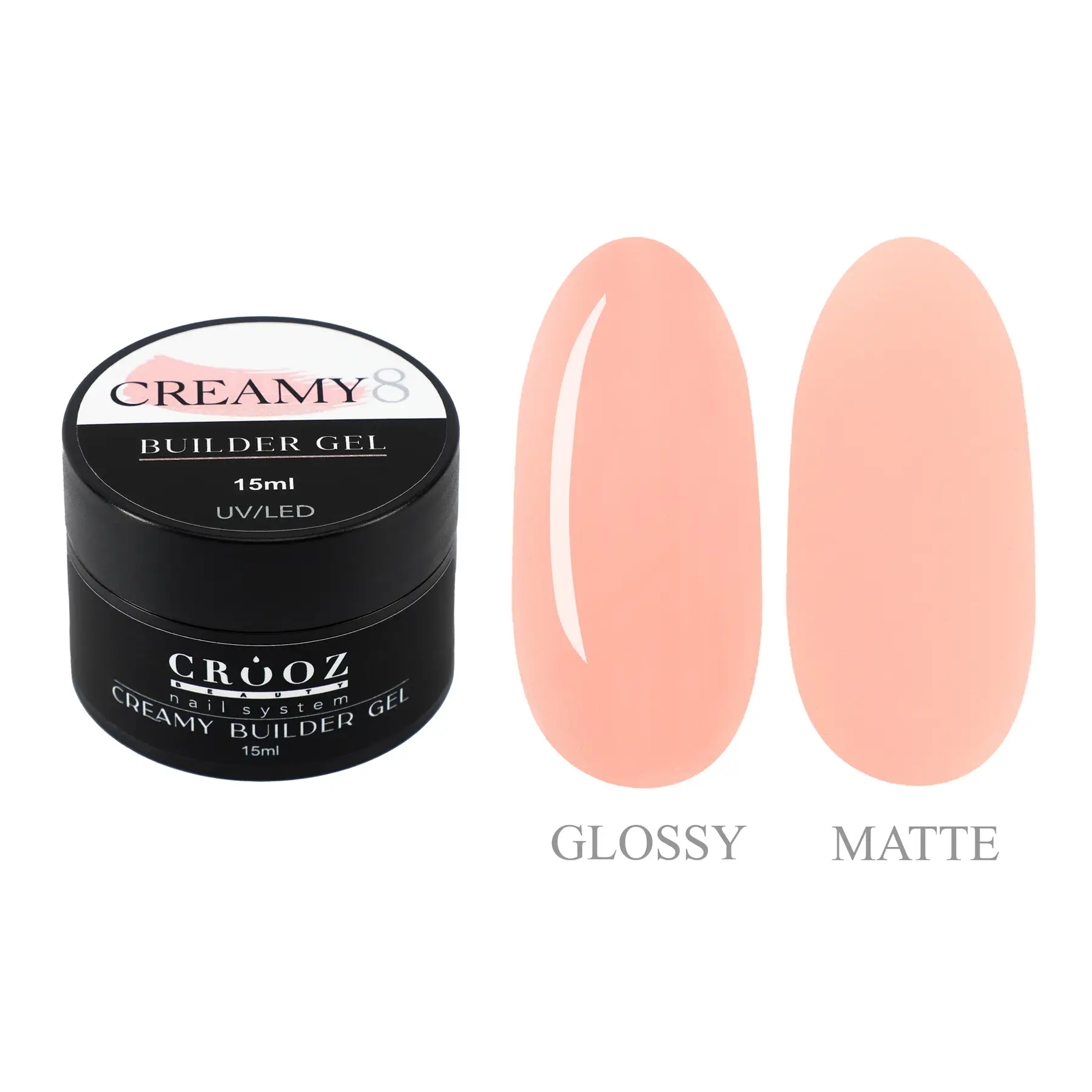 Гель для нарощування Crooz Creamy Builder gel 08 персиковий крем 15 мл, 15.0