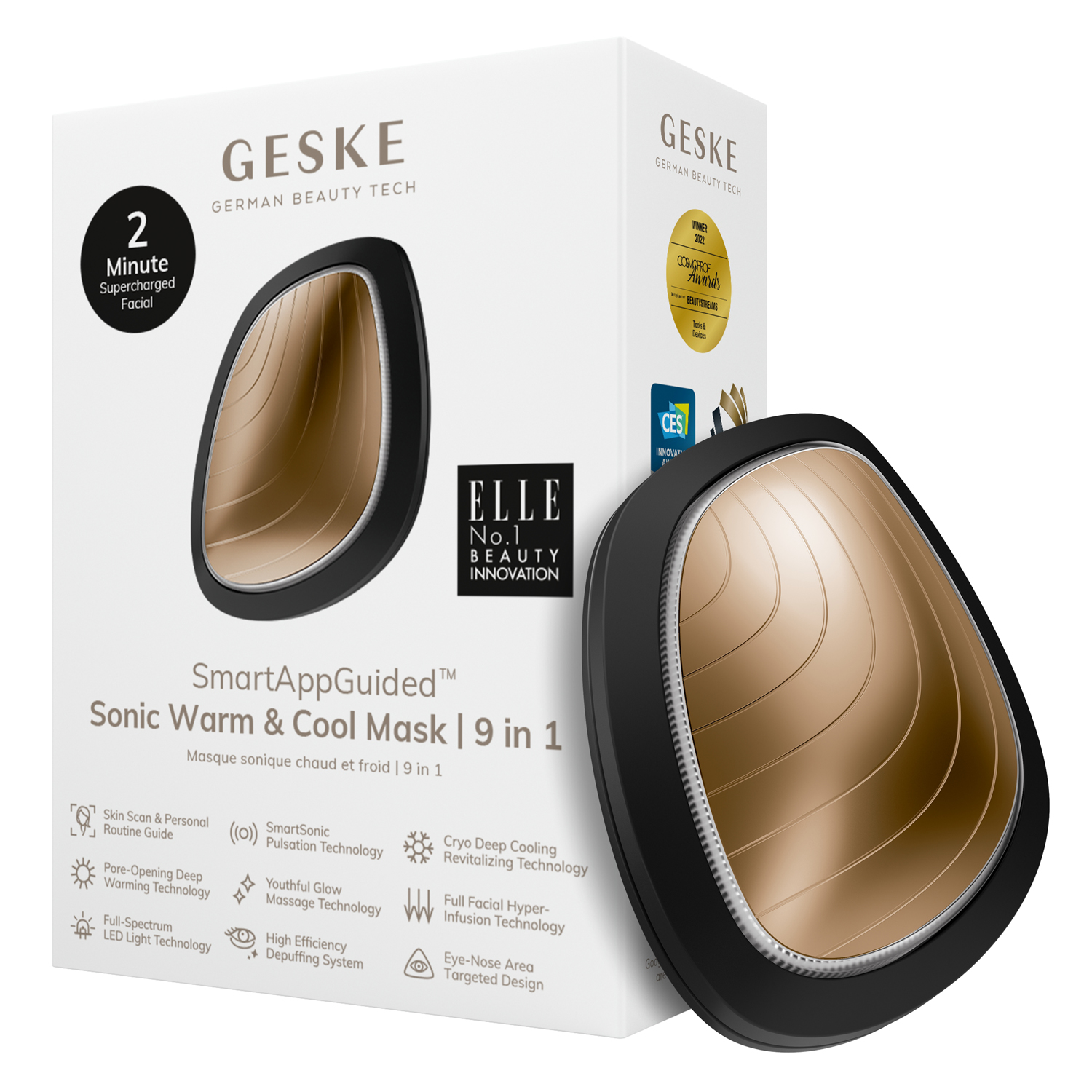 Ультразвукова маска з ефектом зігрівання та охолодження 9 в 1 сірий Sonic Warm & Cool Mask