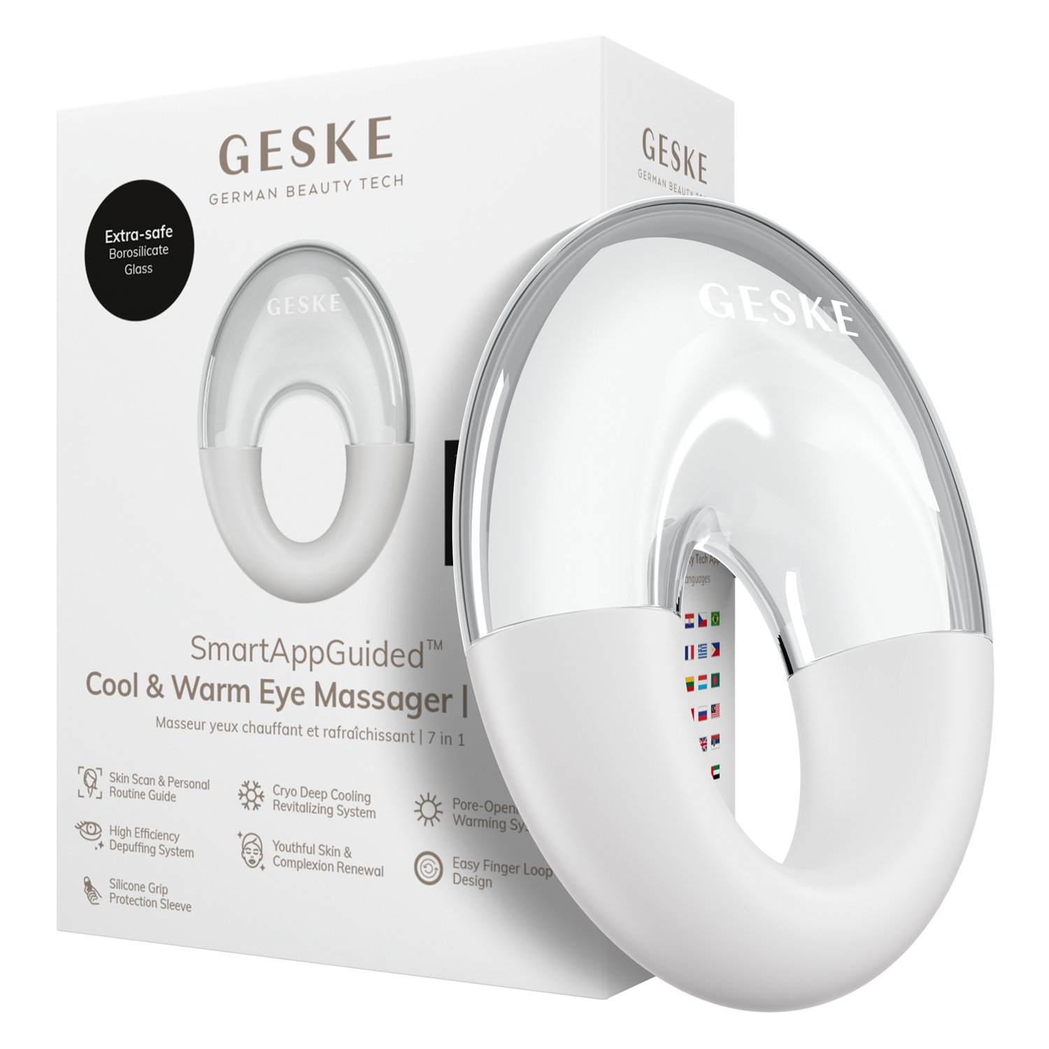 Масажер для шкіри навколо очей 7 в 1 білий Cool & Warm Eye Massager