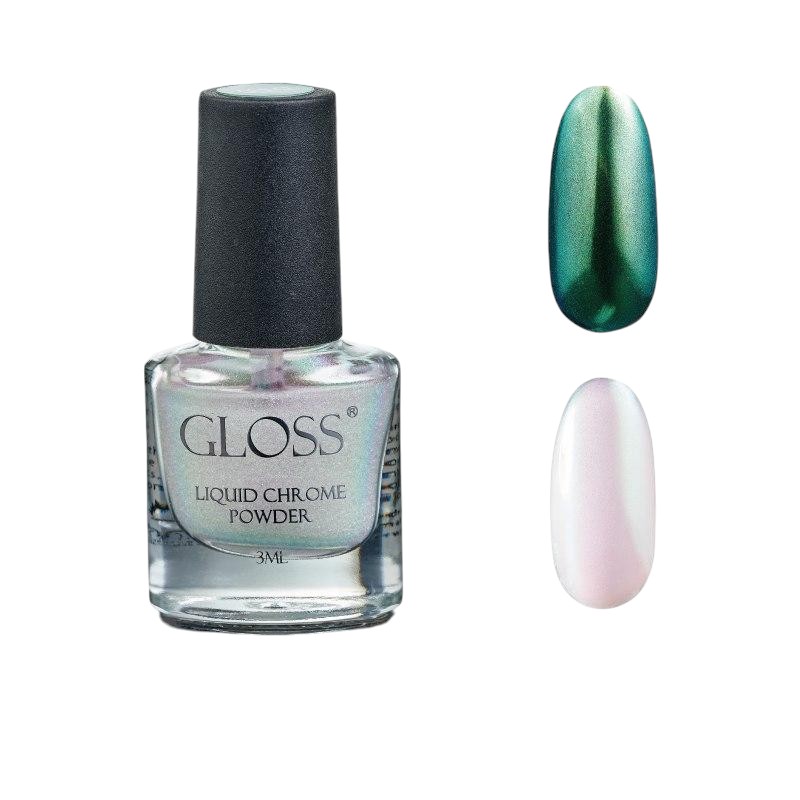 Рідка втирка для нігтів GLOSS Liquid Chrome Powder №010, 3 ml