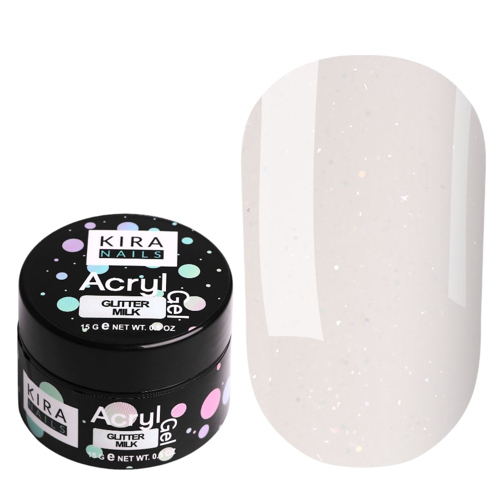 Акригель KIRA NAILS Acryl Gel Glitter Milk, 15 г, 15.0