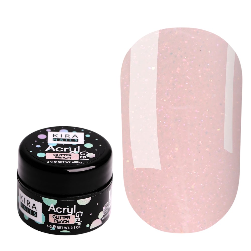 Акригель KIRA NAILS Acryl Gel Glitter Peach, 5 г, 5.0