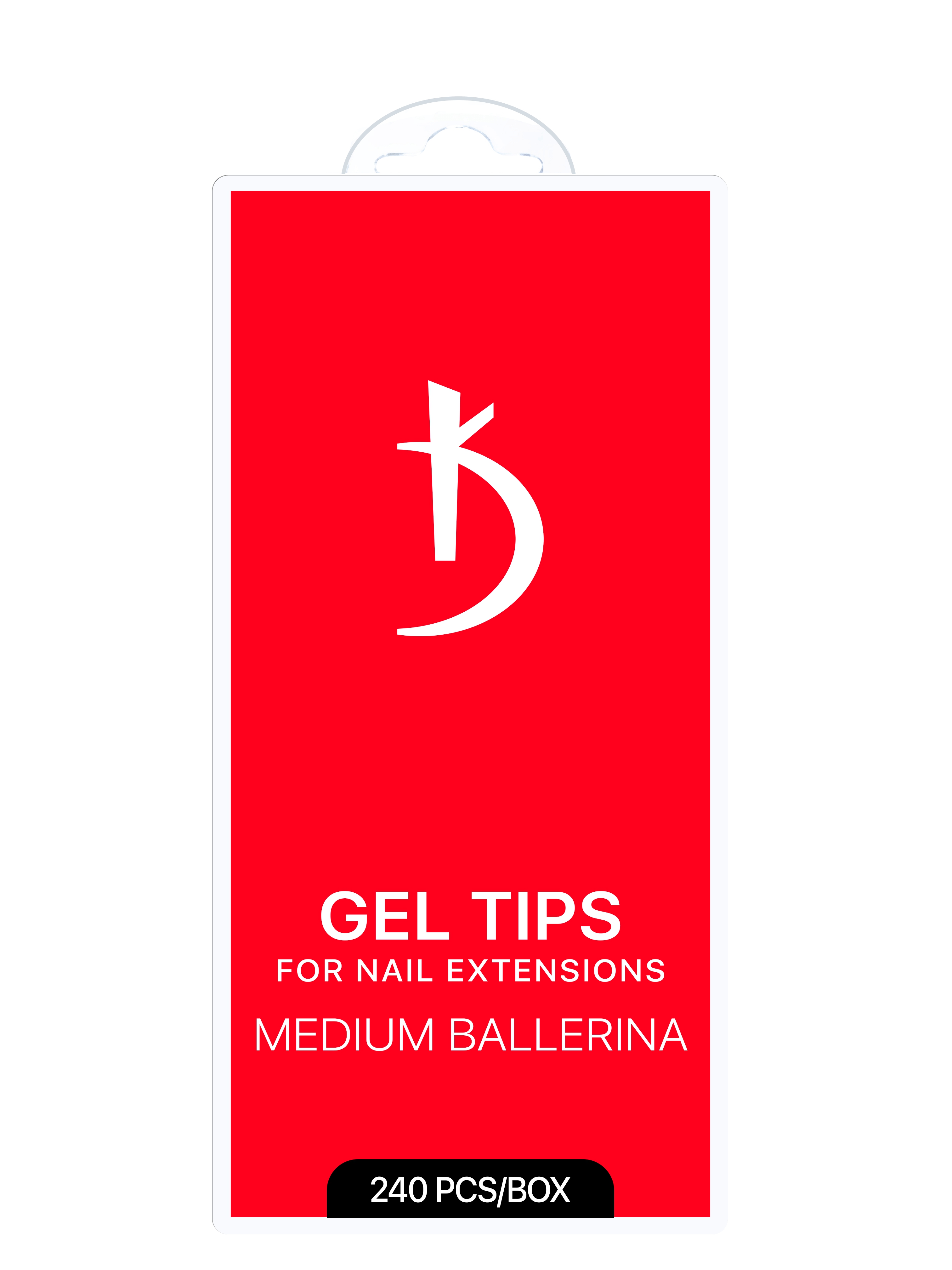 Гелеві тіпси для нарощування нігтів Gel Tips Medium Balerina