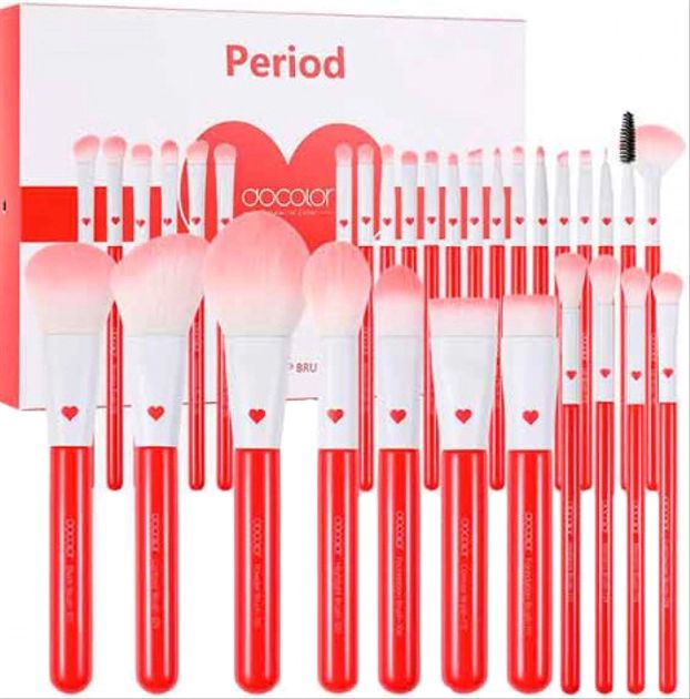 Набір пензлів для макіяжу Set Of Makeup Brushes DO-N3214 Period Red