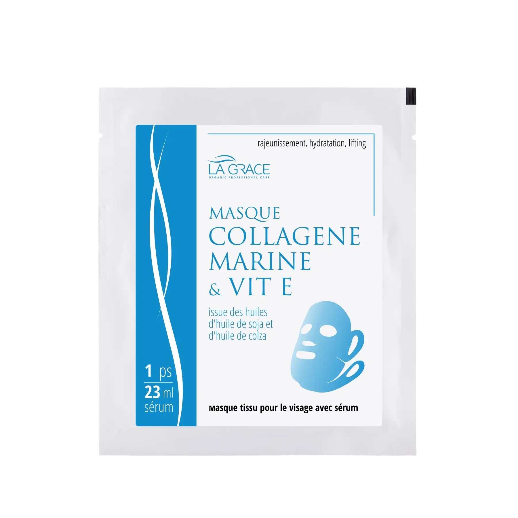 Тканинна маска для обличчя з колагеном і вітаміном Е Masque Collagene Marine & Vit E