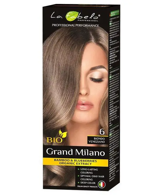 Крем-фарба для волосся №6 Русявий венеціанський блонд Grand Milano Bamboo & Blueberries Organic Extract
