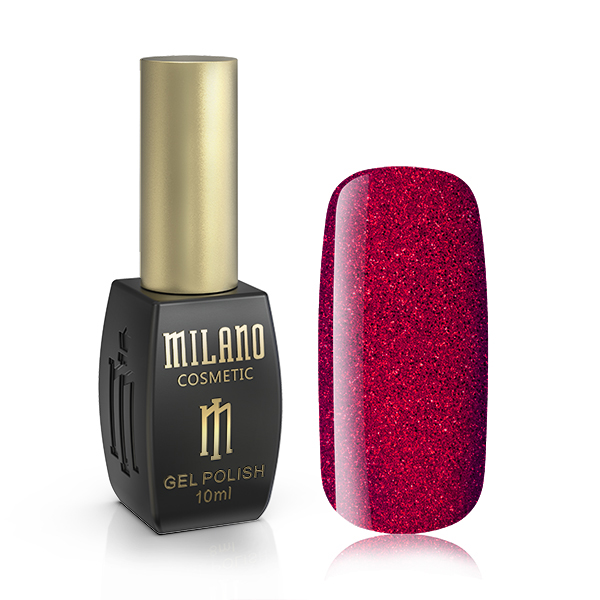 Гель-лак для нігтів темно-червоний іскристий Milano №165, 10 ml