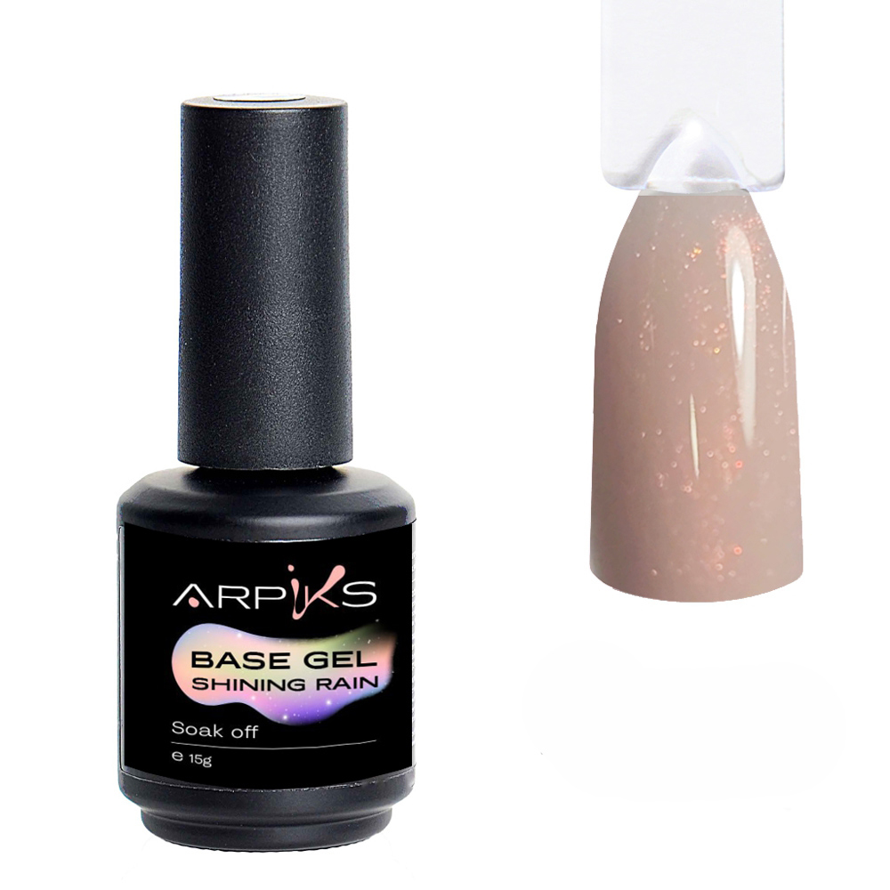 Камуфляжна база для нігтів бежева з блискітками Base Gel Shining Rain №1