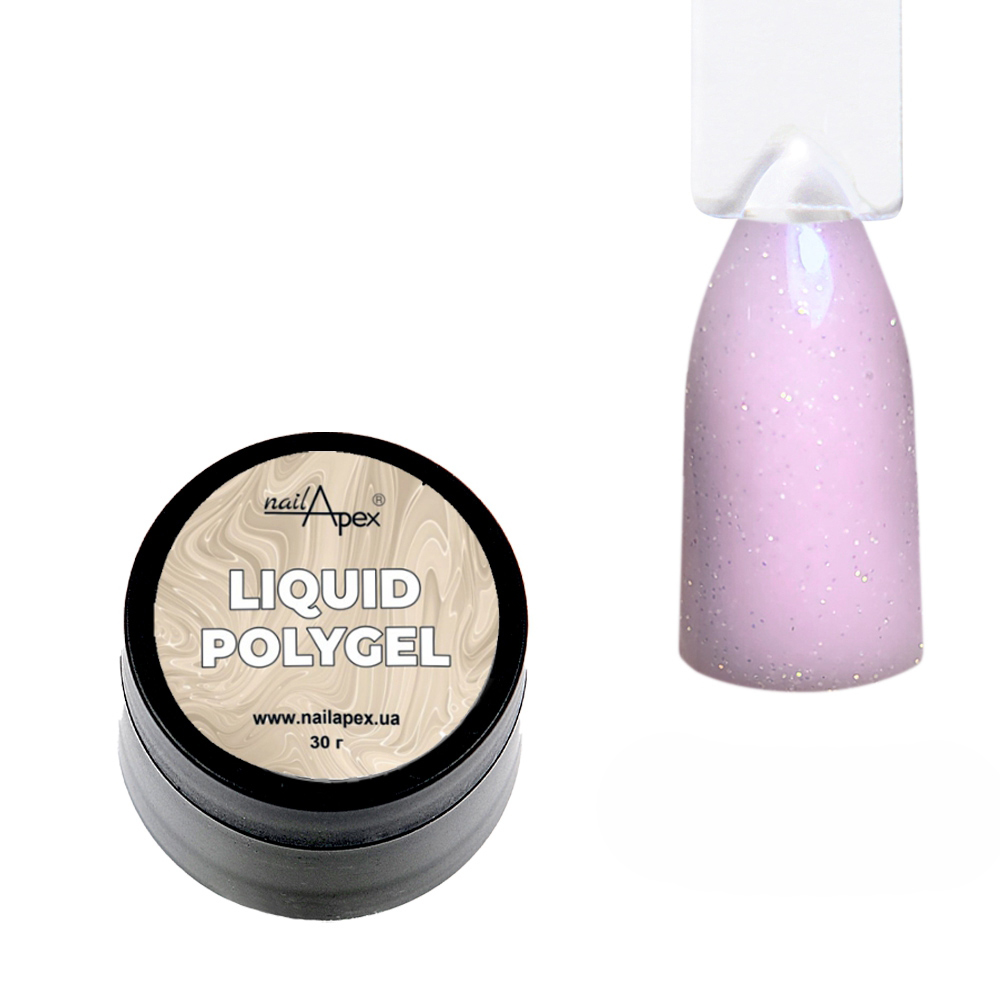 Рідкий полігель для нігтів класичний рожевий з шимером Liquid Polygel №1
