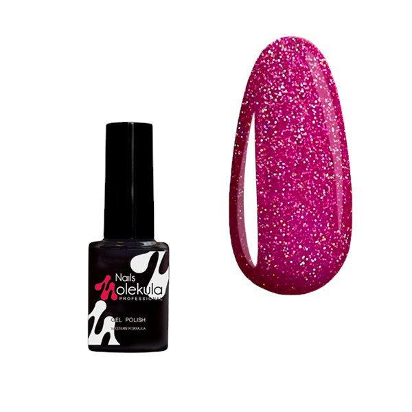 Гель-лак для нігтів Малиновий з голографічними блискітками Nail Gel Polish №136, 6 ml