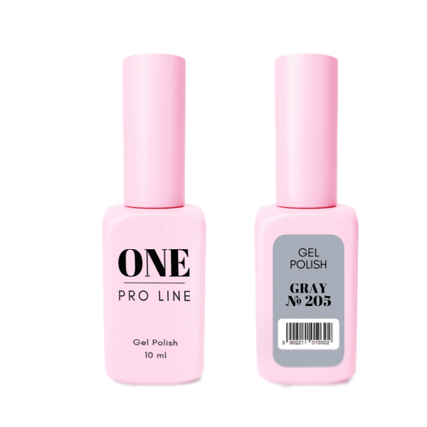 Гель-лак для нігтів ONE PRO LINE Gel Polish Gray №205, 10 ml