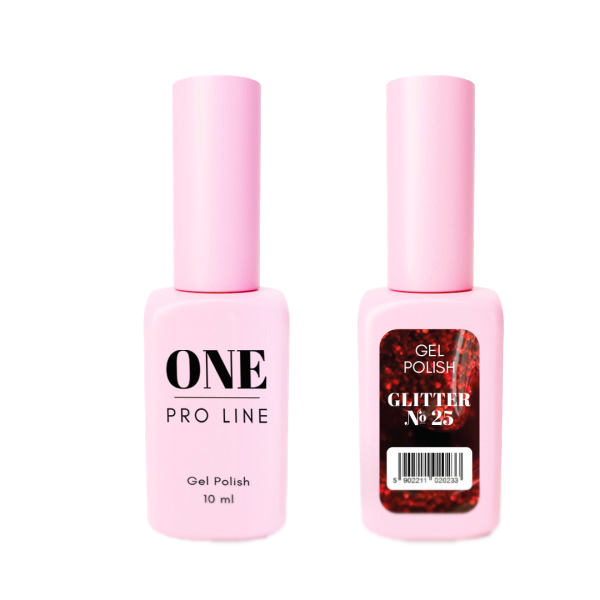 Гель-лак для нігтів ONE PRO LINE Gel Polish Glitter №25, 10 ml