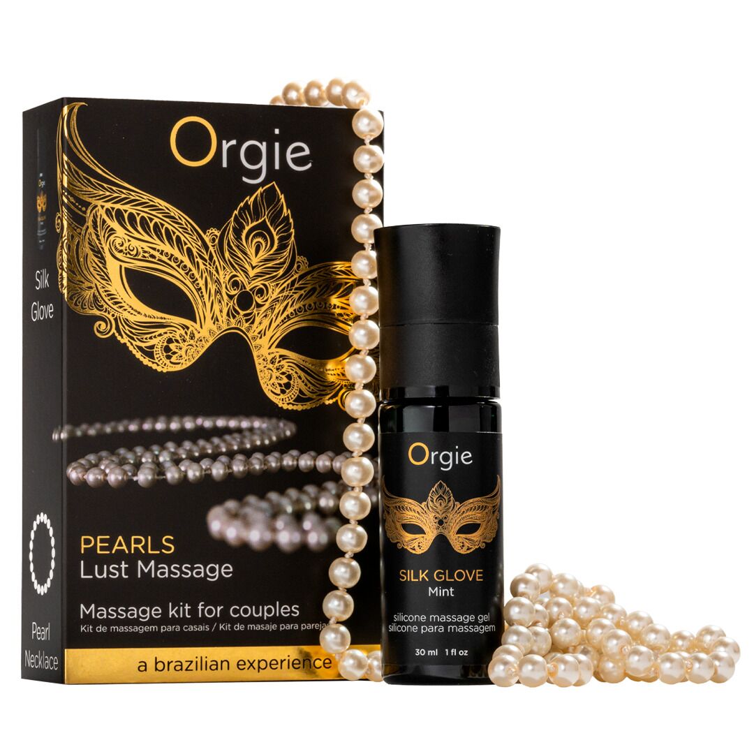 Набір для перлинного масажу силіконовий гель та намисто Pearls Lust Massage