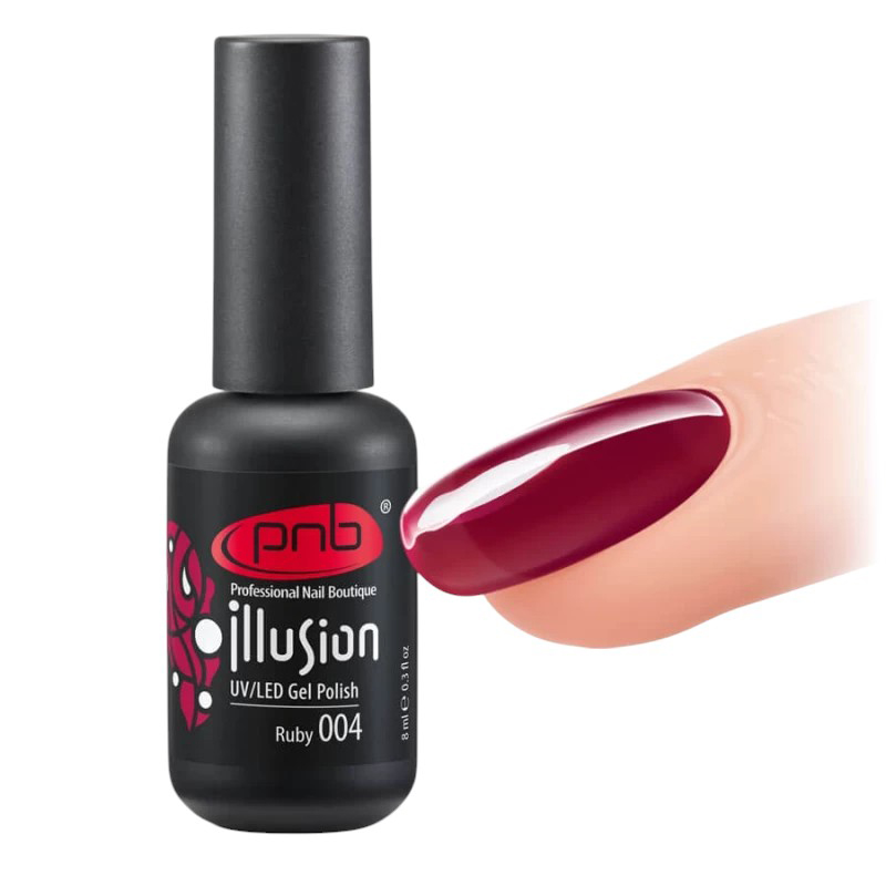 Вітражний гель-лак для нігтів PNB Illusion UV/LED Gel Polish 004 Ruby, 8 ml